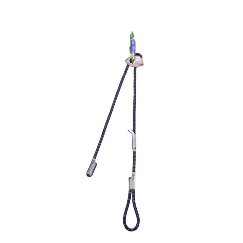 Leichte und längenverstellbare Standplatzschlinge aus einem Strang 9.5mm Dynamik-Seil und eingenähter Abseilöse aus Dyneema.